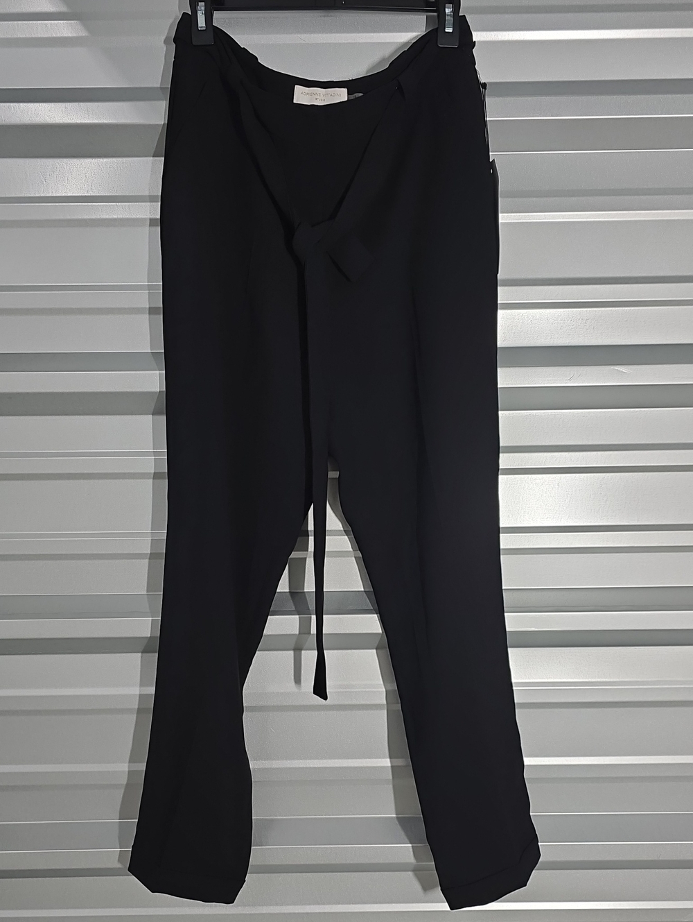 Adrienne Vittadini Black Straight-Leg Tie-Waist Pants